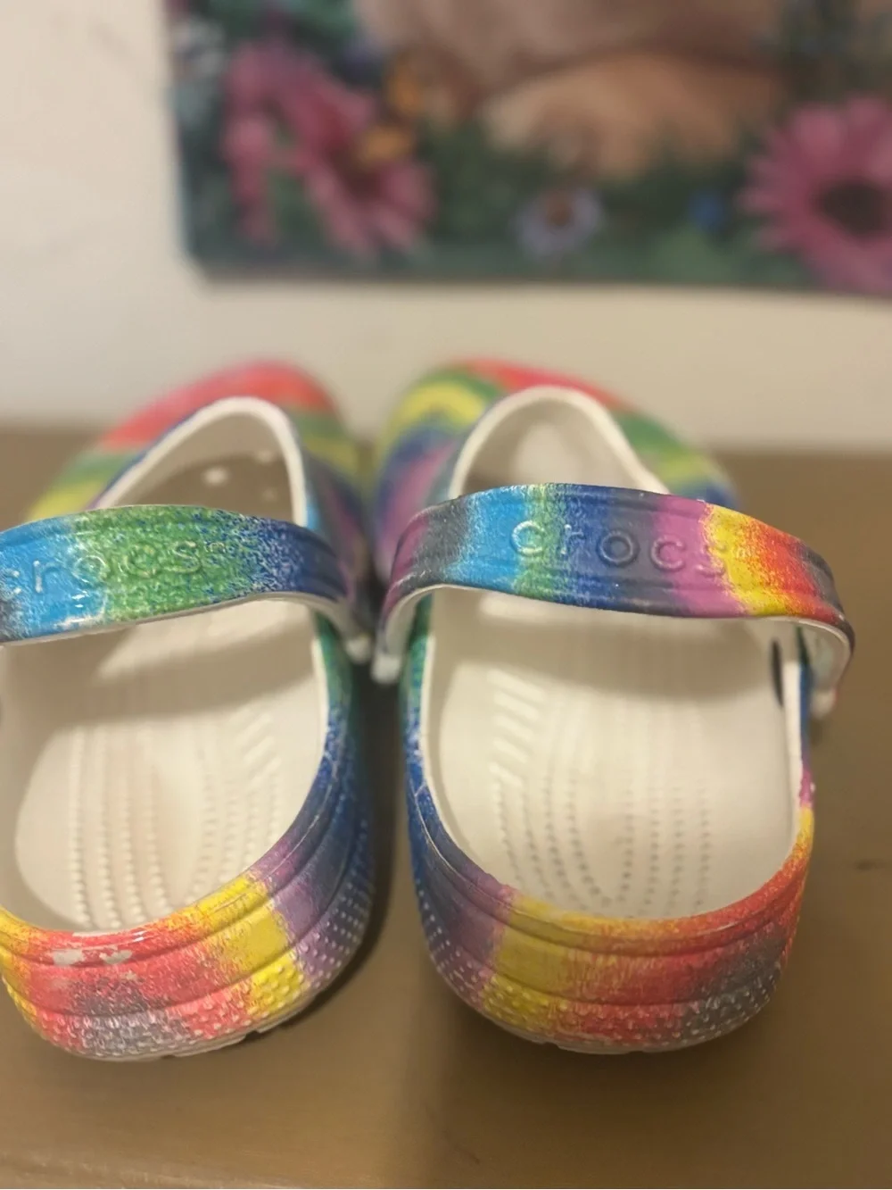 CROCS Kids Multicolor Tie-Dye Clogs - Blue Green Yellow Red Pink